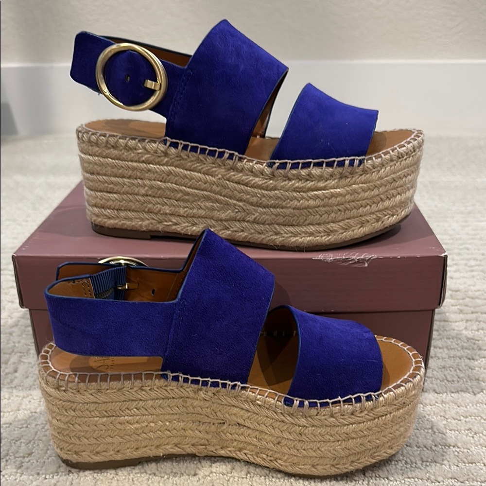 SARTO By Franco Sarto Blue Espadrille Platform Sandals